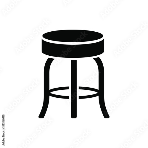 Black silhouette of a round bar stool furniture