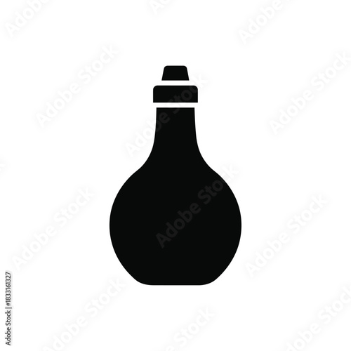 Black silhouette of a round bottom flask with stopper