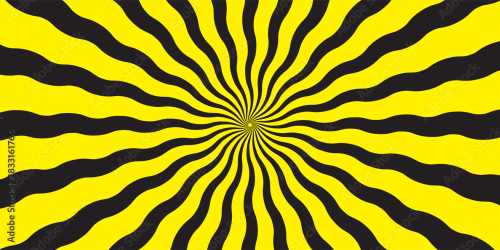 Fototapeta premium yellow and black sunburst vector abstract background, wallpaper, illustration.