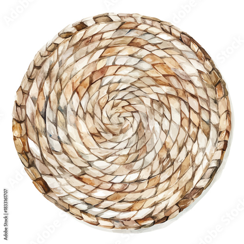 A painting of a woven placemat design set. Hand-painted style, vectorized, vector set available in EPS An Elegant watercolor painting design collection