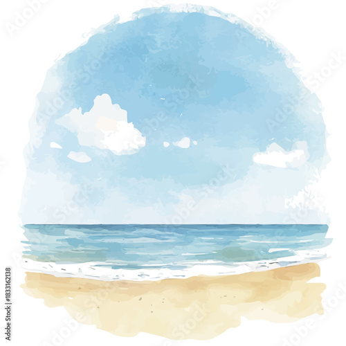 A painting of a hand-painted beach design set. Hand-painted style, vectorized, vector set available in EPS An Elegant watercolor painting design collection , eps