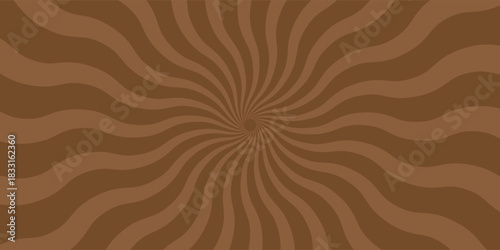 Swirling radial ice cream background. Orange groovy vortex spiral twirl. Twirl sunburst psychedelic pattern. Orange lollipop texture. Swirl candy background. Vector illustration.