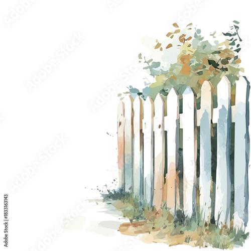A painting of a hand-painted fence design set. Hand-painted style, vectorized, vector set available in EPS An Elegant watercolor painting design collection