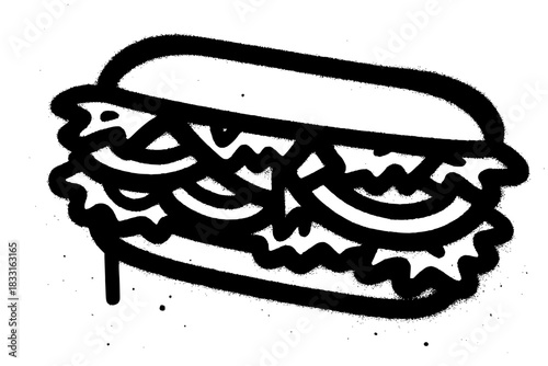Bold graffiti style sandwich illustration perfect for menus, food blogs, and edgy restaurant branding design projects