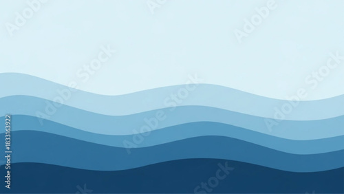 Abstract Ocean Wave Background with Layered Blue Shapes in Minimal Calm Style