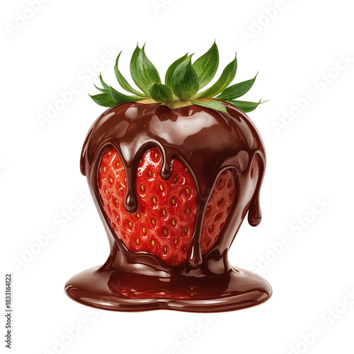 Decadent delight: a chocolate-covered strawberry against a dark backdrop adding sweetness
