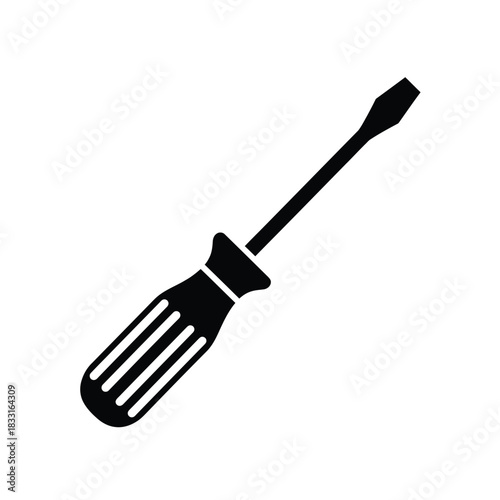 Black silhouette of a screwdriver on white background