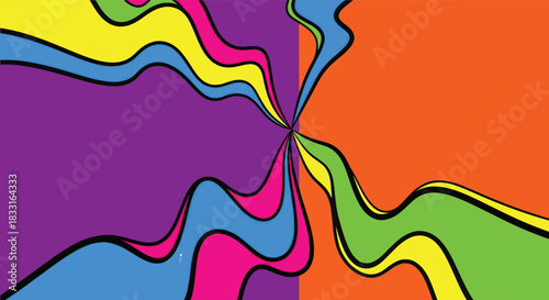 Abstract Wavy Geometric Composition with Vibrant Colors and Dynamic Lines for Artistic Designs