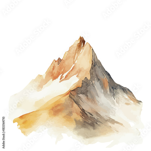 Watercolor_style_painting_of_hand_painted_mountain, vectorized, vector set available in EPS, Simple design, EPS