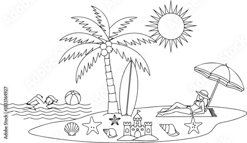 tropical beach with palm trees