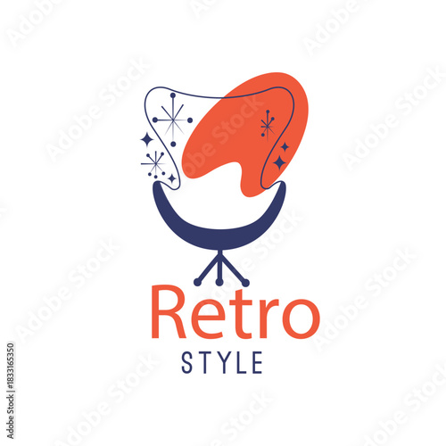 Retro furniture logo template with vintage style and classic elements