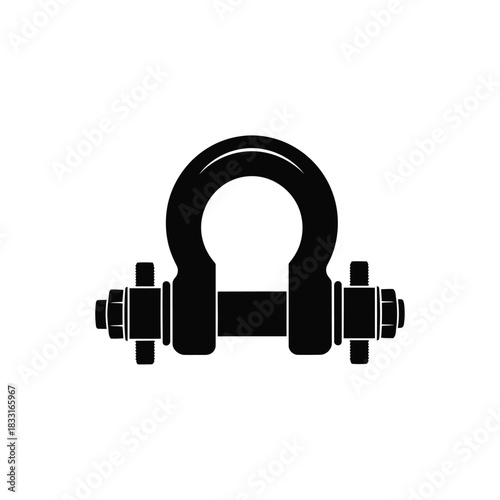 Black silhouette of a shackle with bolts metal hardware