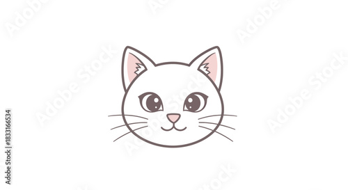 Delicate white cat illustration, a charming and refined depiction of feline grace showcasing