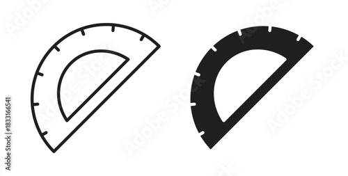 Protractor icon in doodle and stroke style.