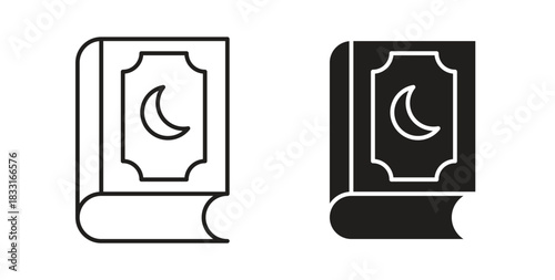 Quran book icon in doodle and stroke style.