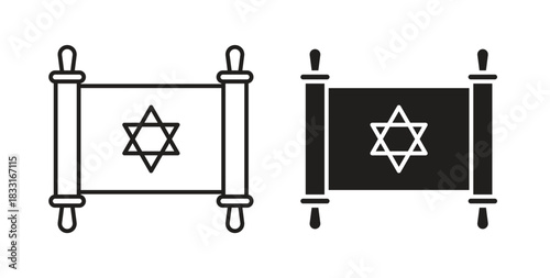 Scroll Torah icon in doodle and stroke style.