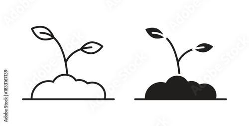 Seedling icon in doodle and stroke style.