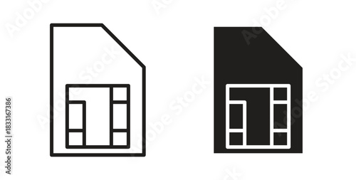 Sim card icon in doodle and stroke style.