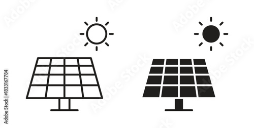 Solar panel icon in doodle and stroke style.