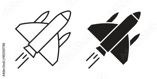 Space shuttle icon in doodle and stroke style.