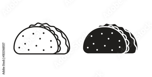 Taco icon in doodle and stroke style.