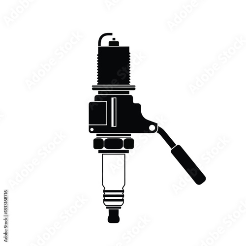 Black silhouette of a spark plug with a lever ignition