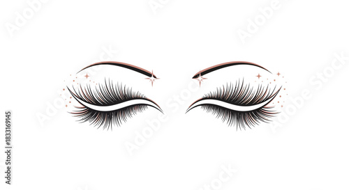 Elegant eyelash extensions with subtle sparkle creating a dreamy and sophisticated aesthetic