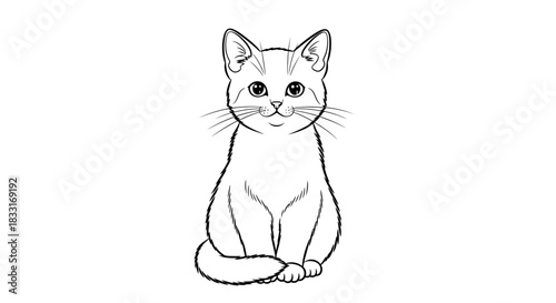 Elegant feline sketch exhibiting a charming pose with a sweet captivating expression