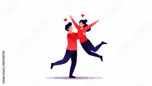 Flat vector illustration of a loving man lifting a woman. Ideal for themes of love, relationships, marriage, or couple happiness.
