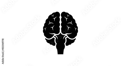 Brain Silhouette Symbol of Intelligence Thought and Cognitive Function.