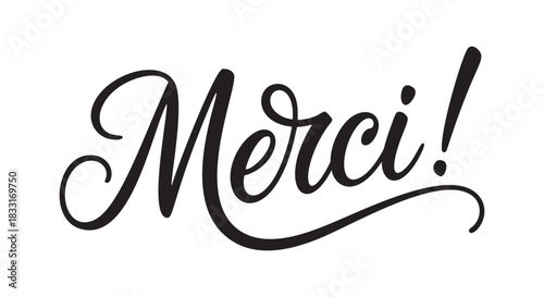 "Merci!" hand-drawn vector lettering 