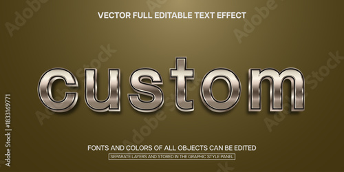 Chrome text effect, Editable gold text style