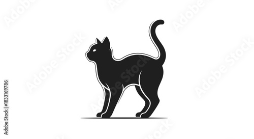 Elegant Black Cat Silhouette A Symbol of Mystery and Grace.