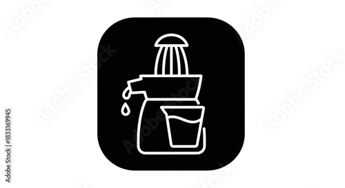 Minimalist Juicer Icon on Black Background for Modern Design.