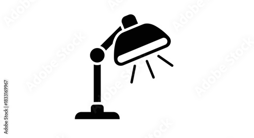 Illustration of a desk lamp with light rays.