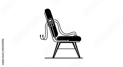 Chair with Music Player A Minimalist Illustration.