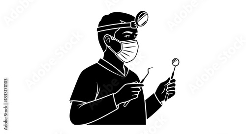 Dentist Ready for Examination A Detailed Vector Illustration.