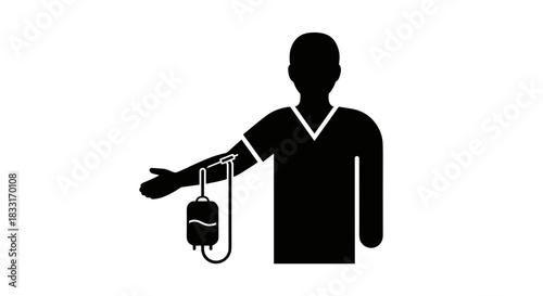 Blood Transfusion Silhouette Medical Treatment and Healthcare Concept.