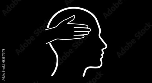 Conceptual Illustration of Hand Covering a Persons Head.