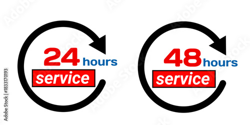 
24 and 48 hour service icon on white background.