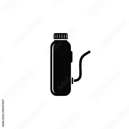 Black silhouette of a spray bottle with a hose vector