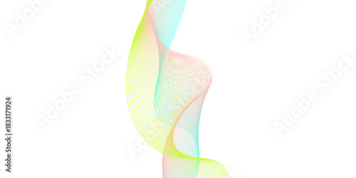 Abstract colorful smoke wave design pattern with smooth flowing lines and a purple and blue rainbow backdrop