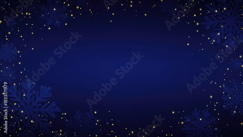 Dark blue background with snowflakes and glowing lights