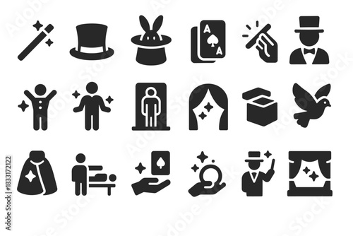 Magic icon set. enchanting magic symbols for posters and designs. magic themed collection for creative projects.