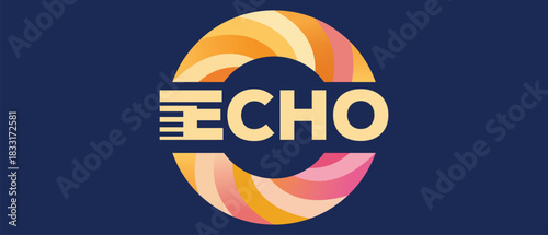 Echo typography text logo design graphic, echo word mark symbol concept