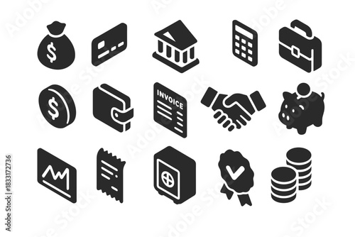 Finance and business icon set for digital and print design