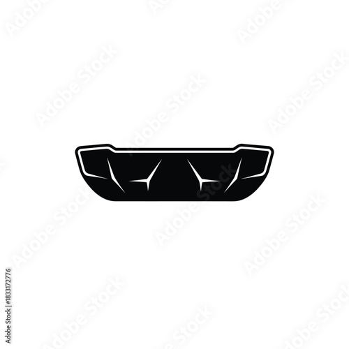 Black silhouette of a stylized boat hull white