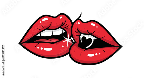 Expressive scarlet lips conveying affectionate gesture and romantic love expression
