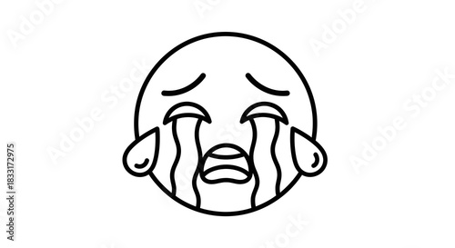 Expressive teardrop emoticon exhibiting powerful sorrow and despair graphic depiction