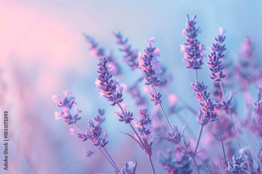 Obraz premium 柔らかな色彩に包まれたラベンダーの幻想的なクローズアップ